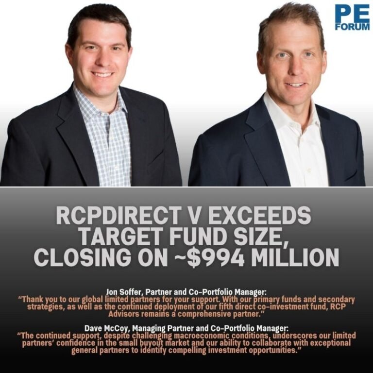 RCP Advisors Closes Oversubscribed $994M Co-Investment Fund, RCPDirect V