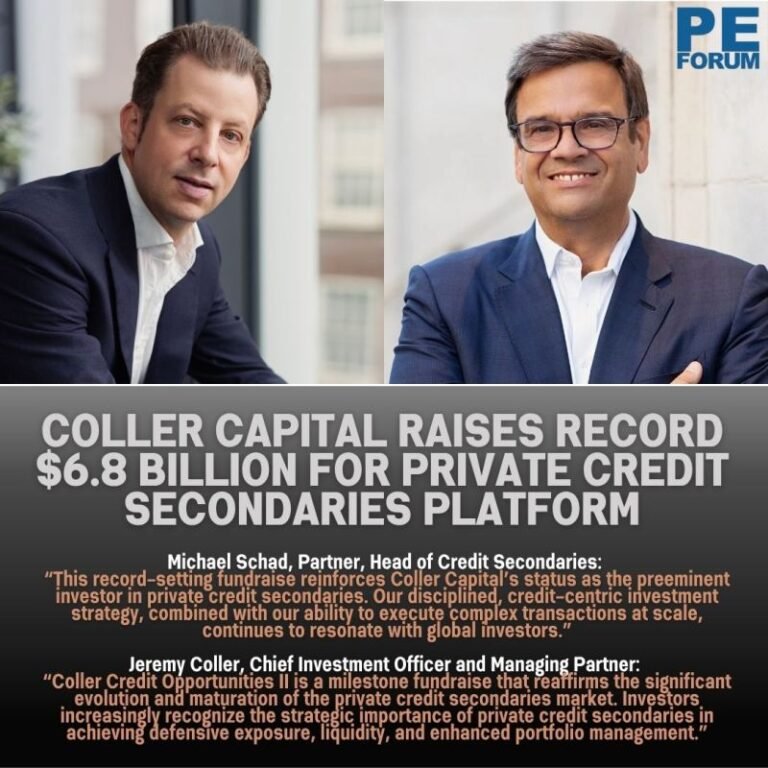 Coller Capital Raises Record $6.8 Billion for Private Credit Secondaries Platform