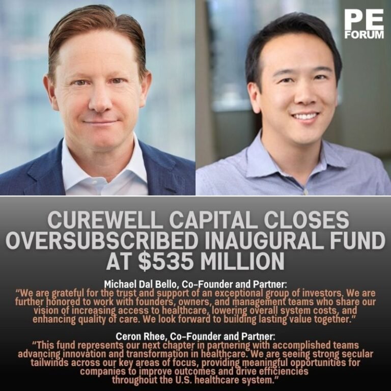 Curewell Capital Closes Oversubscribed Inaugural Fund at $535 Million