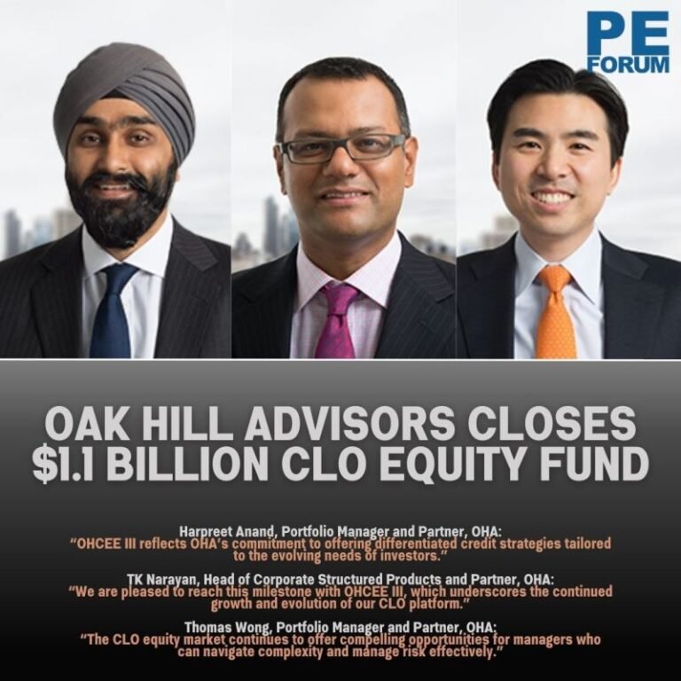 Oak Hill Advisors, L.P. Finalizes Third CLO Equity Fund with $1.1 Billion in Commitments