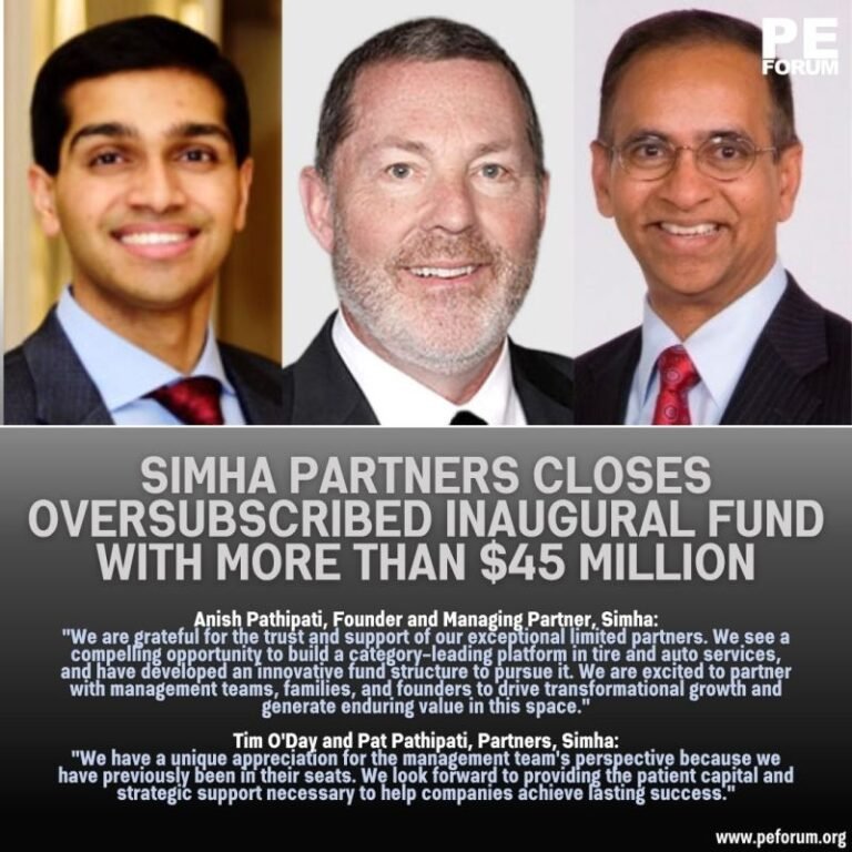 Simha Partners Closes Oversubscribed Inaugural Fund with More Than $45 Million to Build a Tire & Auto Services Platform