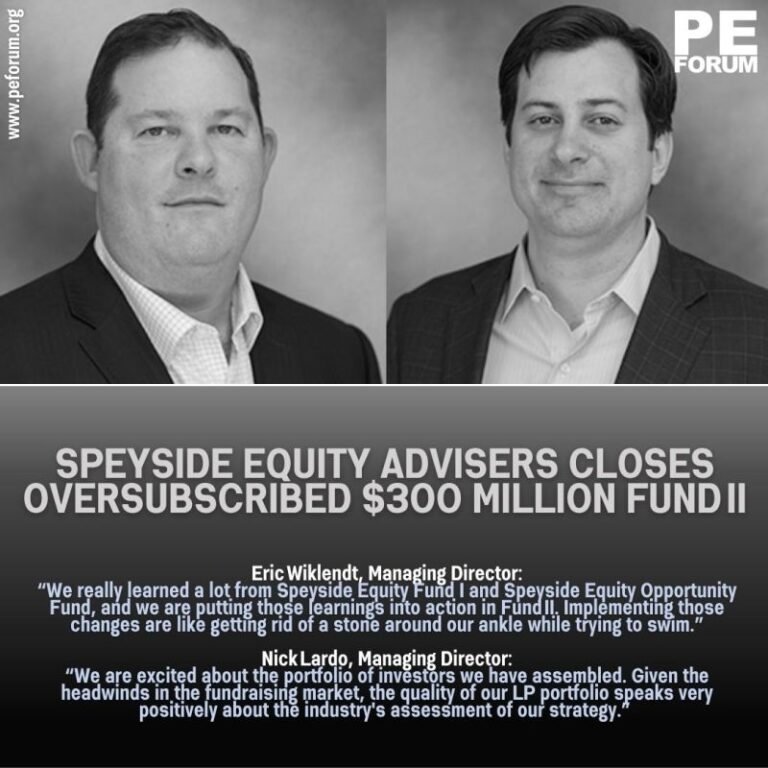 Speyside Equity Advisers Closes Oversubscribed $300 Million Fund II