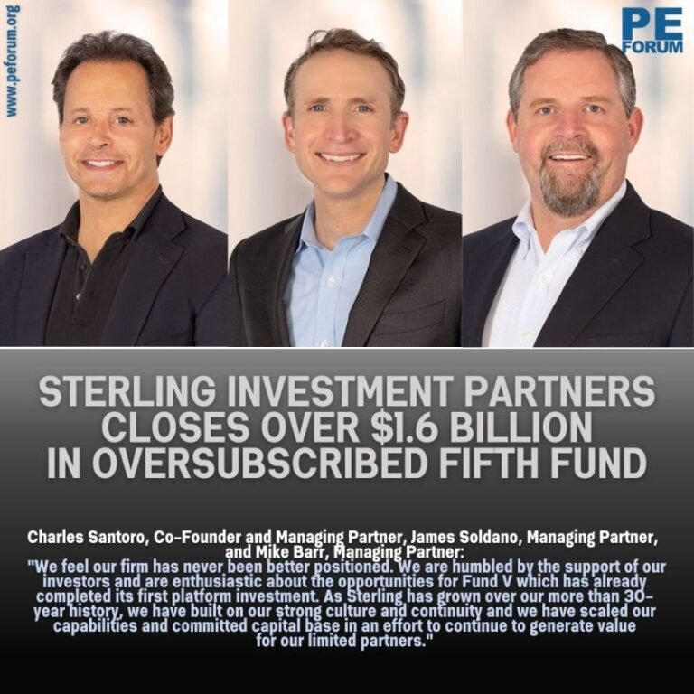 Sterling Investment Partners Closes Over $1.6 Billion in Oversubscribed Fifth Fund