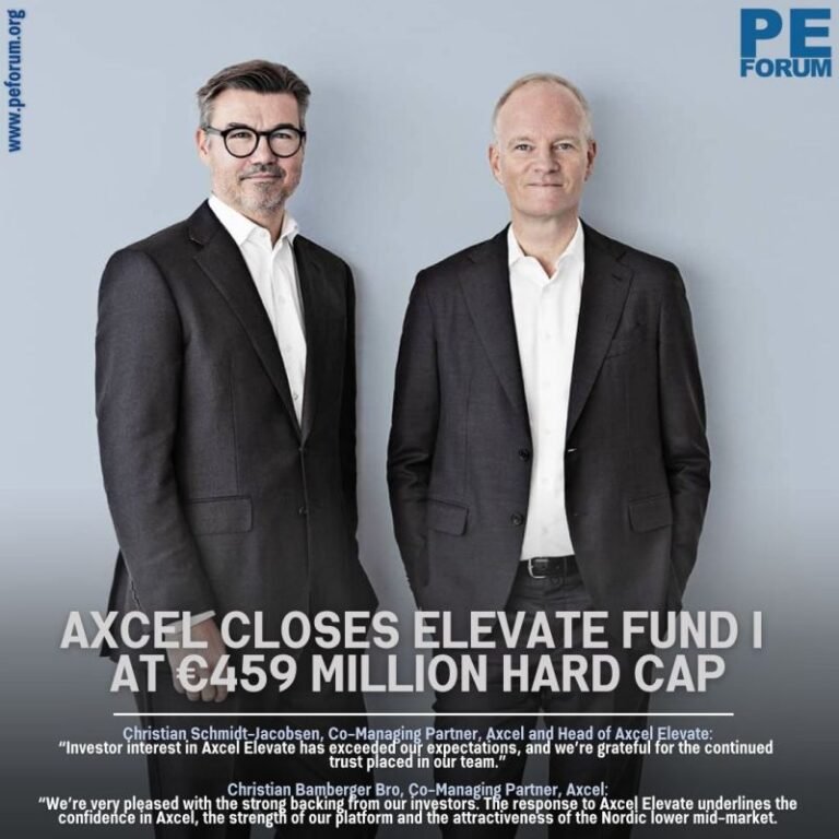 Axcel Closes Elevate Fund I at €459 Million Hard Cap