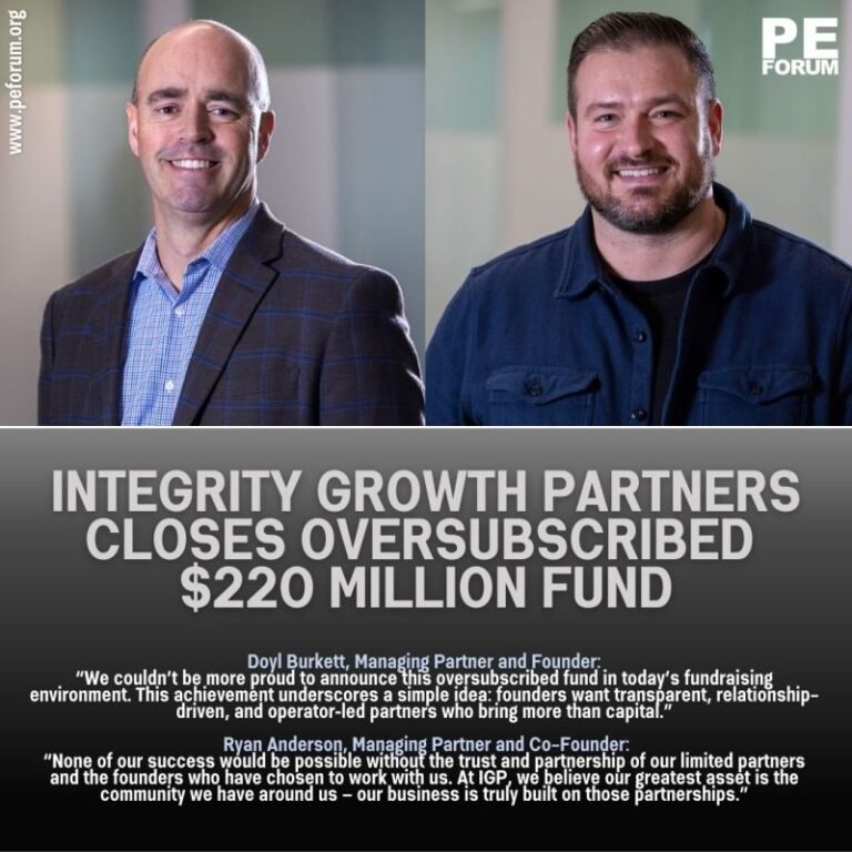 Integrity Growth Partners Closes Oversubscribed $220 Million Fund to Accelerate Growth-Stage Tech Companies