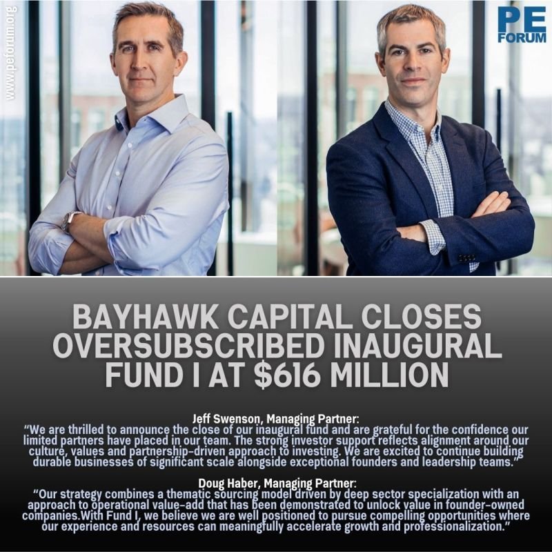 BayHawk Capital Closes Oversubscribed Inaugural Fund I at $616 Million
