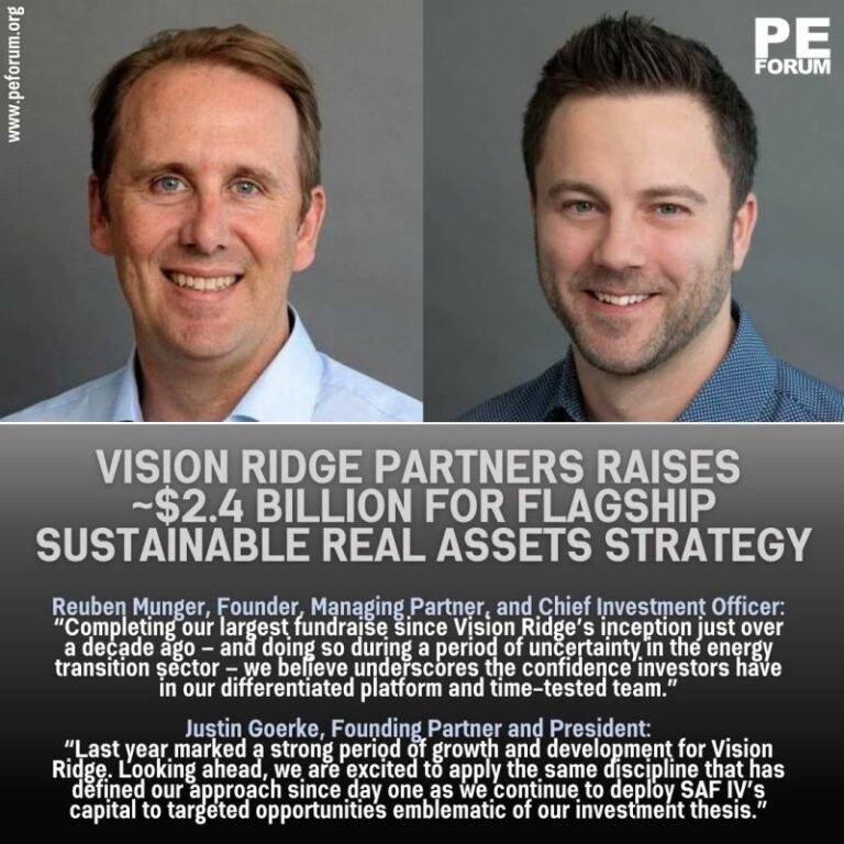 Vision Ridge Partners, LLC Raises ~$2.4 Billion for Flagship Sustainable Real Assets Strategy
