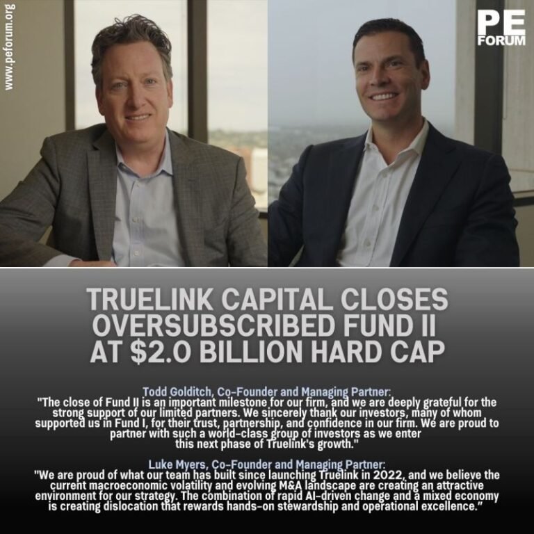 Truelink Capital Closes Oversubscribed Fund II at $2.0 Billion Hard Cap
