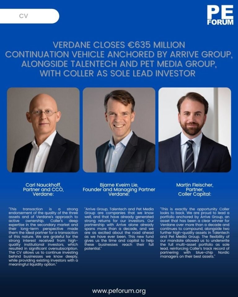 Verdane Closes €635 Million Multi-Asset Continuation Vehicle Backed by Coller Capital
