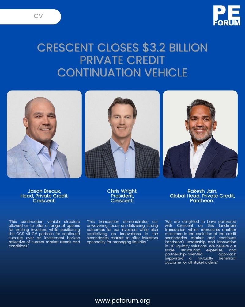 Crescent Capital Closes $3.2 Billion Private Credit Continuation Vehicle