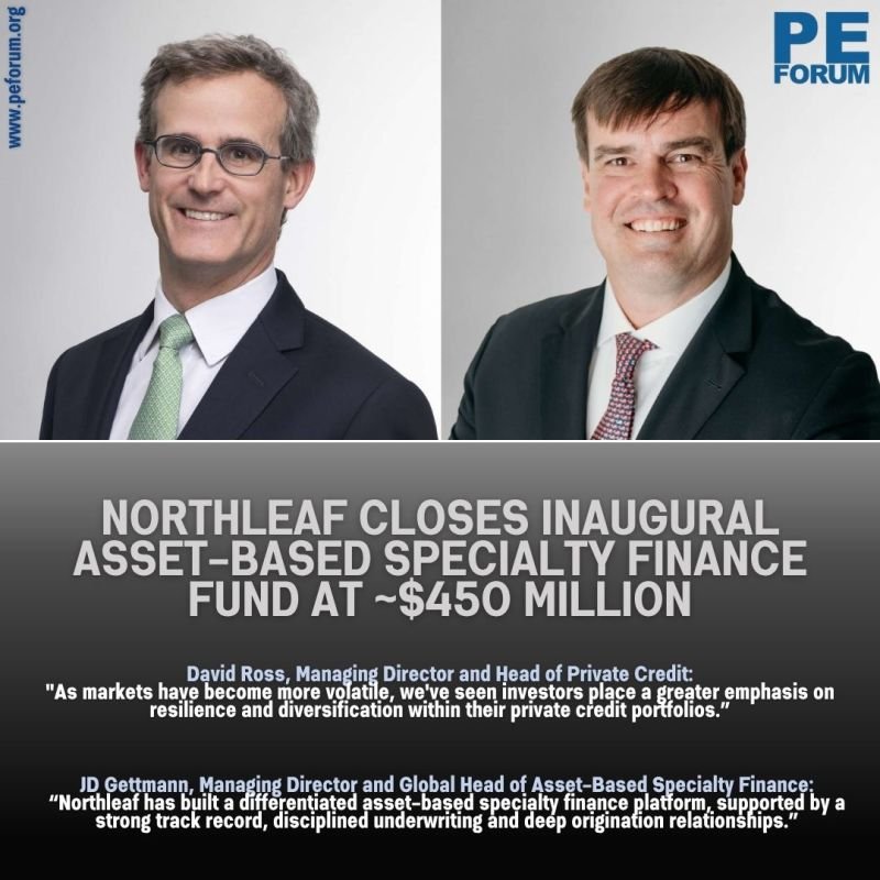 Northleaf Capital Partners closes inaugural asset-based specialty finance fund at ~$450 Million