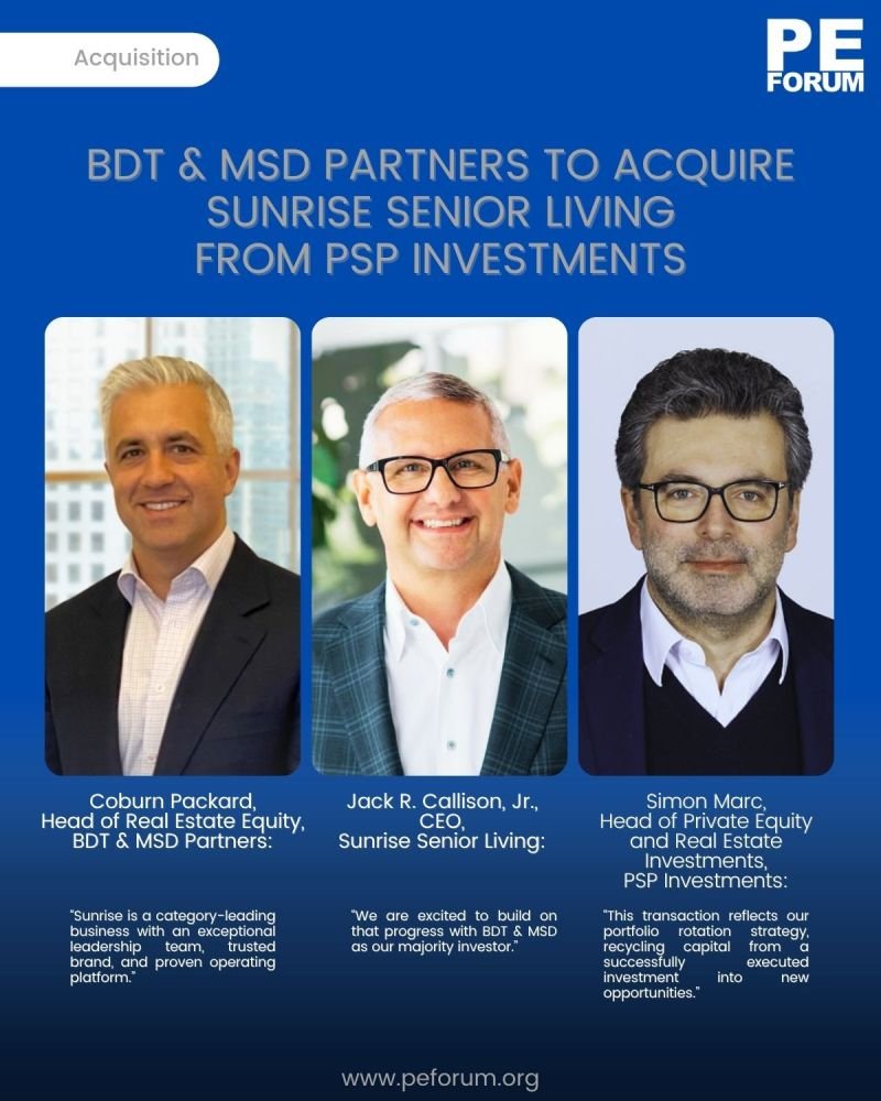 BDT & MSD Partners to Acquire Sunrise Senior Living from PSP Investments | Investissements PSP