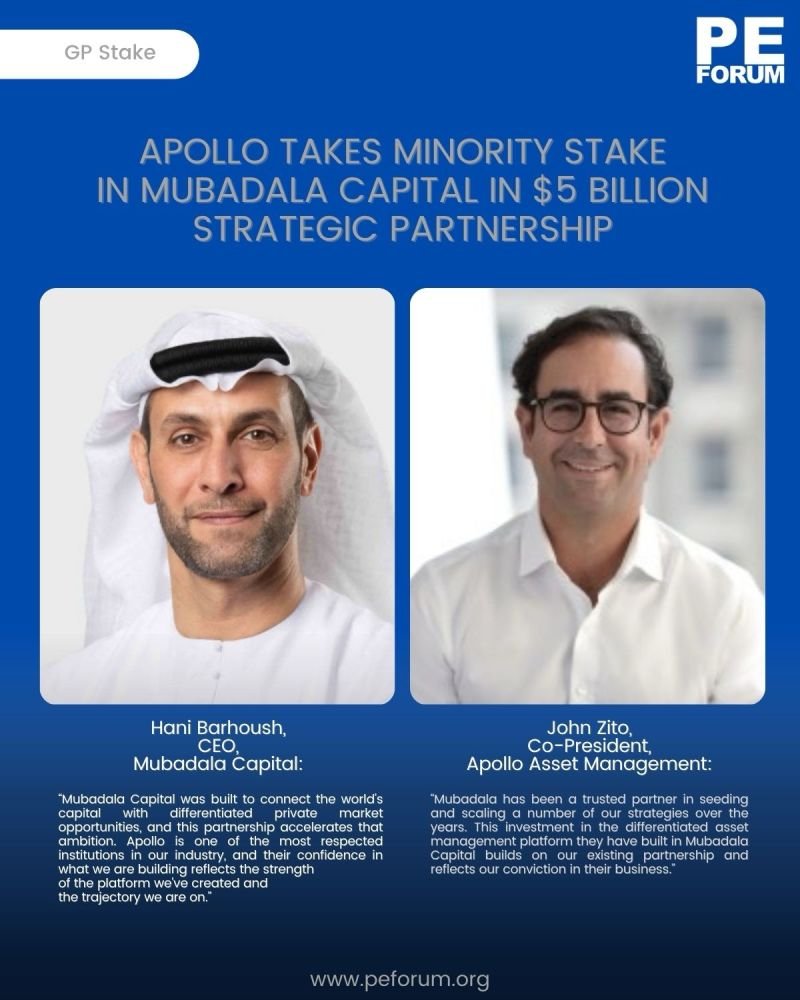 Apollo Global Management, Inc. Takes Minority Stake in Mubadala Capital in $5 Billion Strategic Partnership